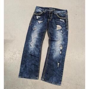 Y2K Affliction Black Premium Ace Distressed Faded Blue Jeans